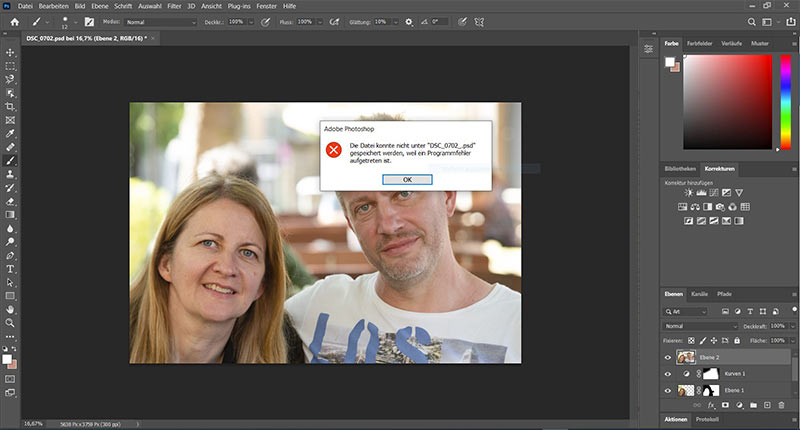 Photoshop Fehlermeldung